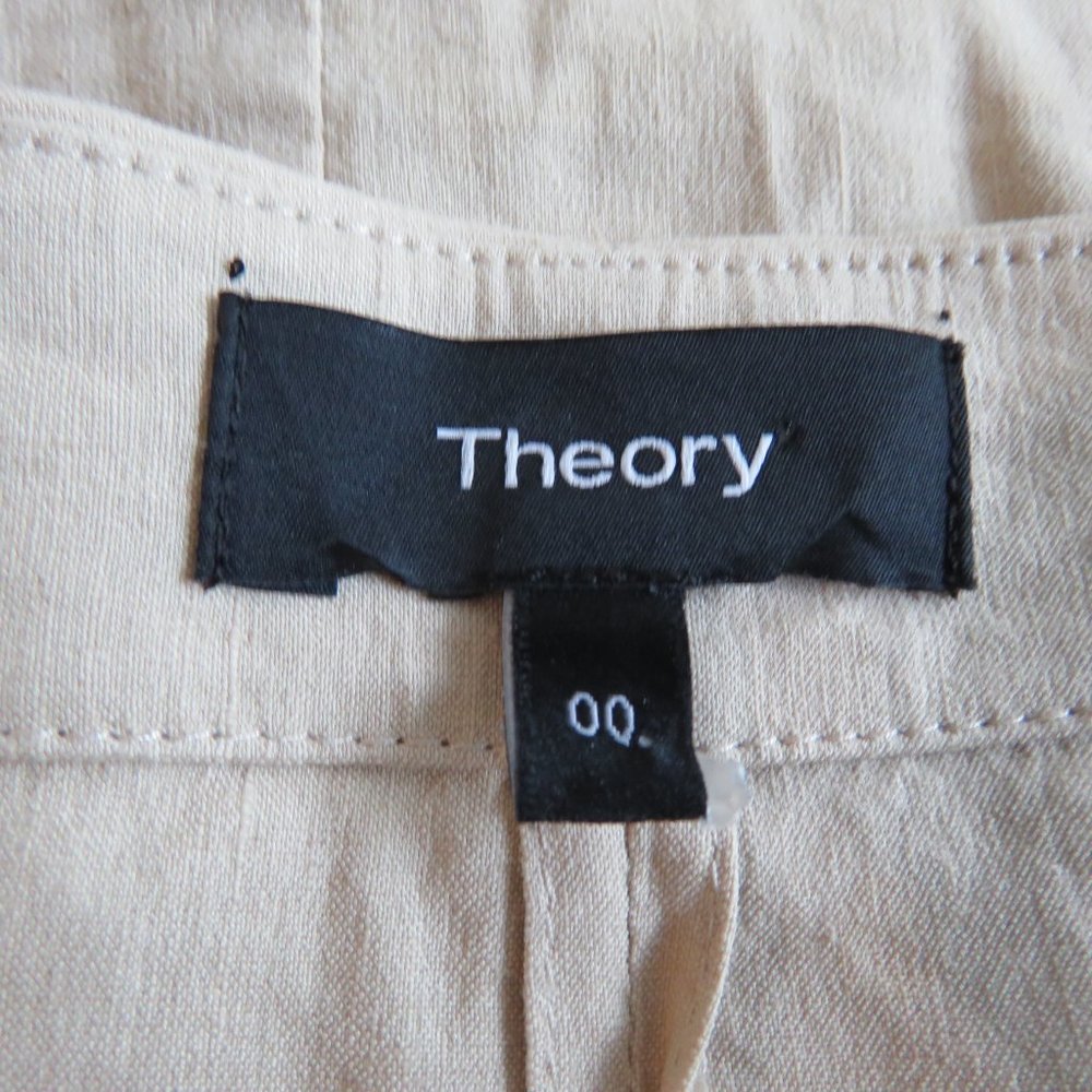 THEORY Organic Crunch Linen Belted Shift Dress Light Wheat - Size 00 - Picture 14 of 16
